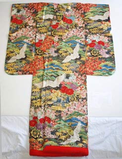 逸品　飛び鶴に花車、老松に松竹梅の総唐織